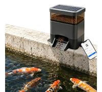 Automatic Pond Fish Feeder(4L /10L Capacity) | Mobile Control, Solar & AC Powered, 120° Spreading Feeding, For Koi + Outdoor(Black,10L)