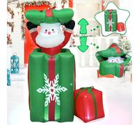 Automatic Pop Up and Down Inflatable Christmas Decorations: 5Ft Gift Box Santa Claus inflatable, Built-in LED lights Christmas inflatable Decoration for indoor outdoor