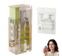 Automatic Pop-up Portable Floss Dispenser with 50 Floss Picks, 2-Pack Refillable Small Toothpick Holder Case for Travel Purse Pocket, for Teeth Cleaning. (Green-B,1pc)