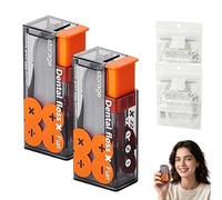 Automatic Pop-up Portable Floss Dispenser with 50 Floss Picks, 2-Pack Refillable Small Toothpick Holder Case for Travel Purse Pocket, for Teeth Cleaning. (Orange-B,2pcs)