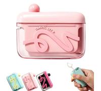 Automatic Pop-up Portable Floss Dispenser with 50 Pcs Dental Floss,Travel-Sized Refillable Floss Pick Holder,Refillable One-Hand Operation for Teeth Cleaning (Pink)