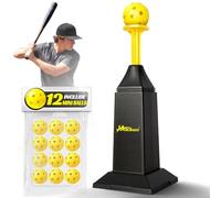 Automatic Pops Baseball Tee with 12 Mini Balls,Height Up to 40inch Batting Tee Without a Pitcher For Solo Practice,Improve Swing Timing&Accuracy, Portable Pitching Machine Softball Tee For ALL Players