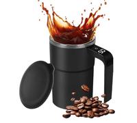 Automatic Portable Smart Rechargeable Temperature Display for Coffee with Automatic Stirrer, Rotating Beverage Blender Tumbler for Hot Chocolate Cocoa Milk Drinks