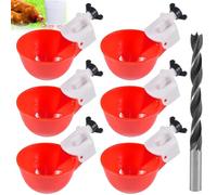 Automatic Poultry Drinker - 6 Pack DIY Chicken Drinking Cups, Water Dispenser Set With Drill for Ducks, Geese, Turkeys, Pigeons