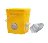 Automatic Poultry Feeder and Waterer Bucket, Yellow, with Lid, Windproof and Rainproof, for Chickens and Ducks