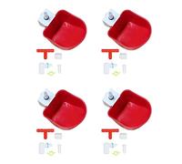 Automatic Poultry Fount Plastic Waterer Bowl Durable Large Capacity Drinking Bowl With Grooves Easy To Install Universal Equipment For Chicken Goose Duck Quail Bird Cat Dog Red PP