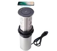 Automatic Power Strip with Wireless Charger and USB Ports, Retractable Pop-Up Design for Countertop Conference Use, Motorized Hidden Recessed Power Outlet