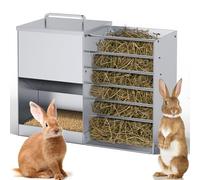 Automatic Rabbit Feeders for Cage Rabbit Hay Feeder 4.5L Bunny Feeder Stainless Steel Rabbit Food Dispenser for Guinea Pig Squirrel Small Animals Feeder Trough