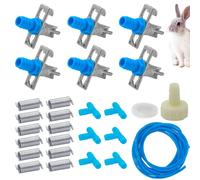 Automatic Rabbit Watering Kit Include 6 Nipple Drinker Feeders, ID 5/16" Hose, Barb Fittings to G1/2" Thread Connector