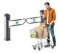 Automatic Radar Sensing Swing Gate Entrance, One-Way Access Control Barrier for Retail & Libraries, Adjustable Speed & Voice Guidance, 2m(W) x1.1m(H)