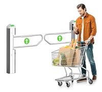 Automatic Radar Sensing Swing Gate, One-Way Door Entrance for Queuing & Access Control, Adjustable Speed & Voice Guidance, 2m(W) x1.1m(H)