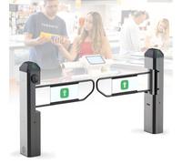 Automatic Radar Sensing Turnstile, 90° Swing Gate for Retail & Transport Hubs, One-Way Access Control with Reverse Alarm & LED Indicators