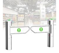 Automatic Radar Sensor Swing Gate for Retail, Hands-Free One-Way Door Entrance Turnstile with Customisable Speed & Voice Announcement(B)