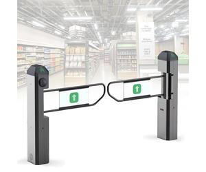 Automatic Radar Sensor Swing Gate, Hands-Free Entry Turnstile for Retail Stores, Customizable Open/Close Speed, Voice Announcement, One-Way Door Entrance