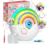 Automatic Rainbow Bubble Blower for Kids, 2000+ Bubbles/Min, Battery-Operated, Quiet Design, Birthday Gifts