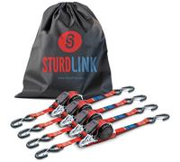 Automatic Ratchet Straps 5m 25mm S Hooks with Latch LC 350kg/700kg in U | Automatic Strap Winder | Secure Attachment for Trailer Commercial Vehicle Truck Van Suv| Set of 4 Lashing Belts | EN 12195-2