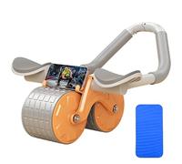 Automatic Rebound Abdominal Wheel, Ab Roller Exercise Wheel with Elbow Support, Abdominal Exercise Wheel, Core Exercise Equipment for Fitness Home Gym Workout - Mute Roller, Dual Wheel Design (Orange)