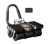 Automatic Rebound Abdominal Wheel, Abdominal Wheel Roller with 8 Elbow Supports and 6 Mute Roller, Phone Stand, for Abdominal & Core Strength Training (Black)