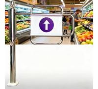 Automatic Rebound Swing Gate, Self-Closing One-Way Door for Yards, 90° Manual Pedestrian Gate, Durable Silver Industrial Fence with Post Mount, 60x100cm Size