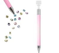 Automatic Refillable Wax Pen, Diamond Art Stylus, Upgrade Wax Pencil for Rhinestones Diamond Art Pens, Refillable Wa-x Pen for DiamondArt Nail DIY Craft and Nail Projects (Pink-White Pen)