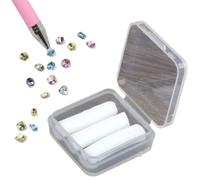 Automatic Refillable Wax Pen, Diamond Art Stylus, Upgrade Wax Pencil for Rhinestones Diamond Art Pens, Refillable Wa-x Pen for DiamondArt Nail DIY Craft and Nail Projects (White Wax Refills)