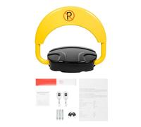 Automatic Remote Control Parking Lock, 20M Remote Controlled Car Parking Space Lock, High Visibility Yellow Arched Lockable Car Parking Barrier with 180° Anti-Collision and 2 Remote Controller