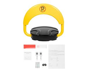 Automatic Remote Control Parking Lock, 20M Remote Controlled Car Parking Space Lock, High Visibility Yellow Arched Lockable Car Parking Barrier with 180° Anti-Collision and 2 Remote Controller