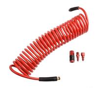 Automatic Retractable Air Hose 7.5m with 1/4 Inch Quick Coupler, PU Industrial Kit with I/M Connector, Red Swivel Ends for Garage and Workshop Use