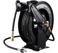 Automatic Retractable Hose Reel, Pressure Washer Hose Reel with Any Card Slot, Stainless Steel Bearings and Set Piece, for Watering Car Washing Pet Showers and Floor Cleaning