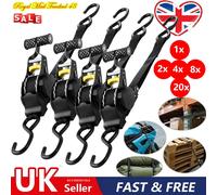 Master Lock 3238EURDAT Retractable Ratchet Tie Down Strap with S-Hooks, Black, 3m x 25mm Strap, Pack of 2