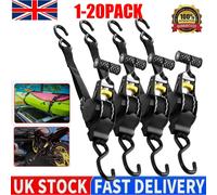 Master Lock 3238EURDAT Retractable Ratchet Tie Down Strap with S-Hooks, Black, 3m x 25mm Strap, Pack of 2