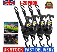 Master Lock 3238EURDAT Retractable Ratchet Tie Down Strap with S-Hooks, Black, 3m x 25mm Strap, Pack of 2