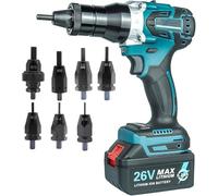 Automatic Riveter,Electric Rivet Nut Gun Set,Portable Pulling Blind,with 26V Battery-5200Mah,Ideal for M3 M4 M5 M6 M8 M10 M12 Nuts