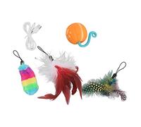 Automatic Rolling Ball Interactive Cat Toy Smart LED Light Emitting Electric 2 Speed with Feather Accessories for Indoor Play Cats Dogs Small Pets ABS Silicone TPU Material (Pumpkin)