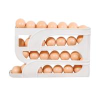 Automatic Rolling Egg Dispenser - 4 Tier 30 Counting Capacity, Cold Storage Organizer, Feeding Rack | Pantry Countertop Cabinet Shelf Food Container Box Household Fresh Keeper Binary Holder T
