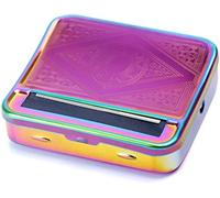 Automatic Rolling Tin Cigarette Machine Baccy Portable Metal Box for Rolling Tobacco, Smoking Roller and Storage Case (RAINBOW)