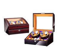 Automatic Rotate Watch Winder 4+6 Storages Display Box Case with Silent Motor Wooden Self Winding Mechanical Watch Box with Blue Led Backlight (Sandalwood P3)