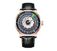 Automatic Roulette Wheel Watch for Men, Playing Card Dial, NH35A Movement, 50M Waterproof, Unique Mechanical Watch for Game Night