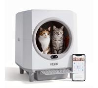 Automatic Self-Cleaning Cat Litter Box, 80L Enclosed Cat Litter Tray with WiFi App Control, Weight Sensor and Safety Radar, 8L Waste Drawer, Litter Mat and Scoop Included, White