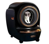 Automatic Self Cleaning Cat Litter Box, 9L Smart Robot Toilet with APP Control, Odor Removal & Closed Sandbox for Multiple Cats - Auto Cat Litter(Black)