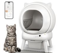 Automatic Self Cleaning Litter Box, Cat Litter Box, Robot Litter Box | APP Control, 65L Globe, Dual Safety Sensors, 1 Roll Garbage Bags, Litter Mat, <35DB, White