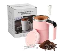Automatic Self Stirring Coffee Mug, Electric Mixing Cup with Magnetic Stirrer, Rechargeable Mixer Cup with Temperature Display, Portable Stirring Mugs for Coffee, Milk, Cocoa (Pink)