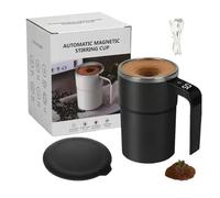 Automatic Self Stirring Coffee Mug, Electric Mixing Cup with Magnetic Stirrer, Rechargeable Mixer Cup with Temperature Display, Portable Stirring Mugs for Coffee, Milk, Cocoa (Black)