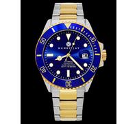 Automatic Self Winding Mechanical Limited Edition 23K Gold Plated Two Tone Stainless Steel Specialty Aquamaster Professional Dive Watch Henry Jay Blue One Size