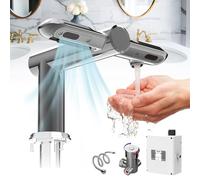 Automatic Sensing Faucet with Temperature Control,Touchless Bathroom Sink Faucet for Under-Counter Basin,Includes Hot/Cold Valve & Connection Hose