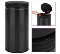 Automatic Sensor Dustbin 70L Carbon Steel Black Kitchen Waste Dust Bin vidaXL