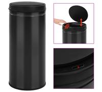 Automatic Sensor Dustbin 80L Black Carbon Steel & ABS Tall 36x86cm XL Hands-Free