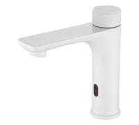 Automatic Sensor Touchless Bathroom Faucet Stainless Steel HandsFree Sink Mixer Tap SingHoCold & Hot Water Faucet for Modern Bathrooms White Finish