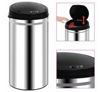 Automatic Sensor Trash Can 50L Stainless Steel ABS Silver Touchless 30.5x81.5cm