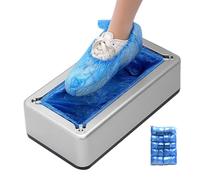 Automatic Shoe Cover Dispenser - Shoe Cover Machine, Cover Machine with 100 Covers | Waterproof Non-Slip Shoe Covers for Clean Floors, silver, riferimento alla